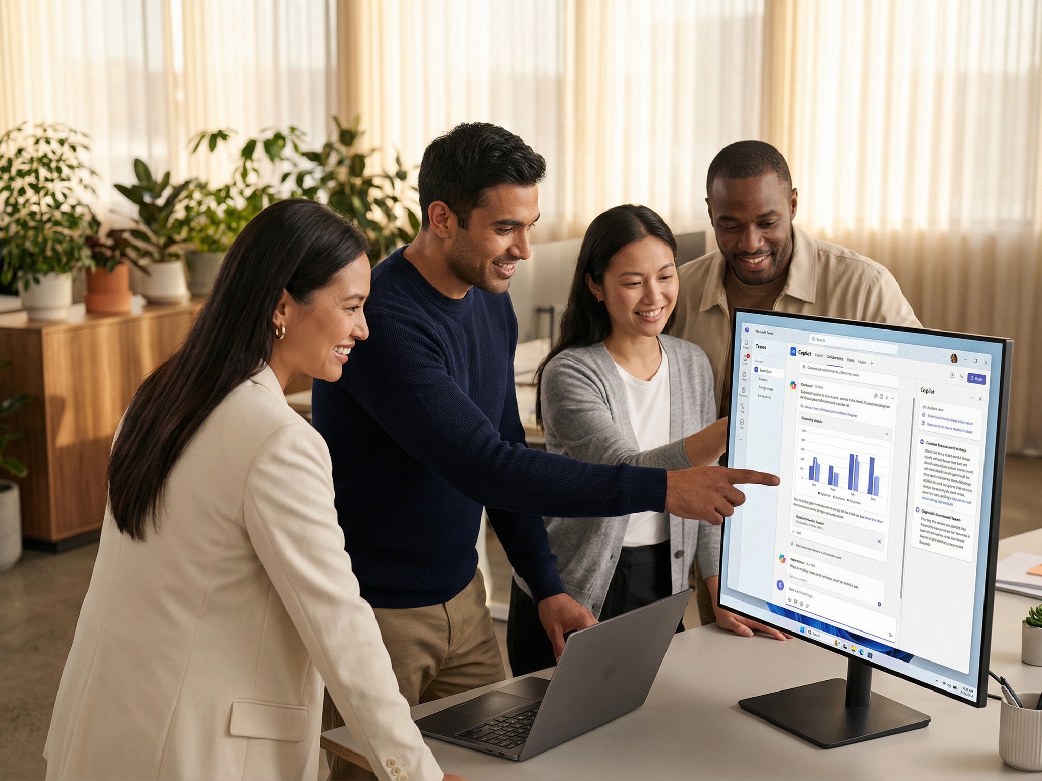 Small business team using Microsoft Copilot